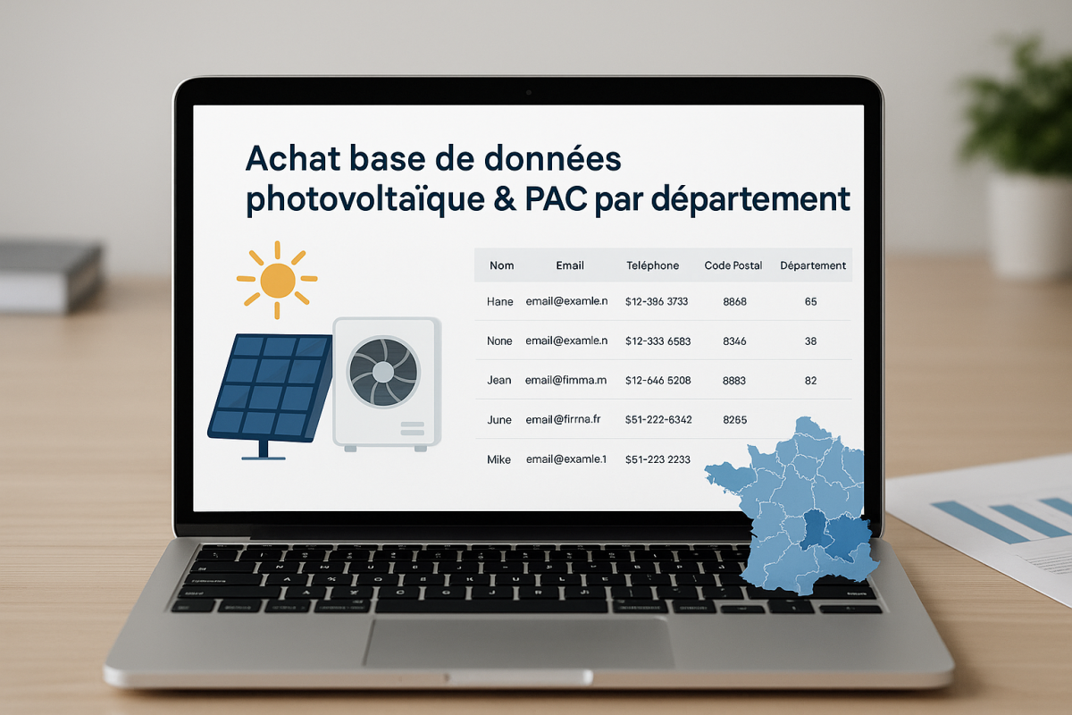 Achat fichiers contacts photovoltaïque & PAC – Ciblage France