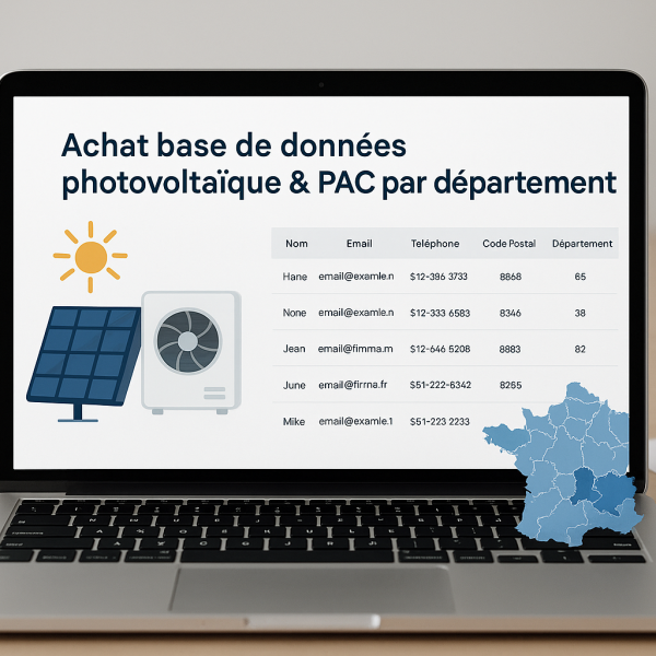 Achat fichiers contacts photovoltaïque & PAC – Ciblage France