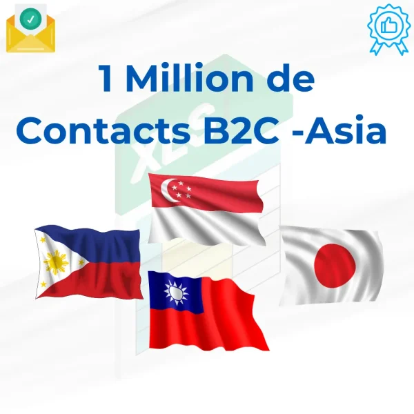 Base Emails Asia Brute – 1 Million de Contacts B2C par Pays