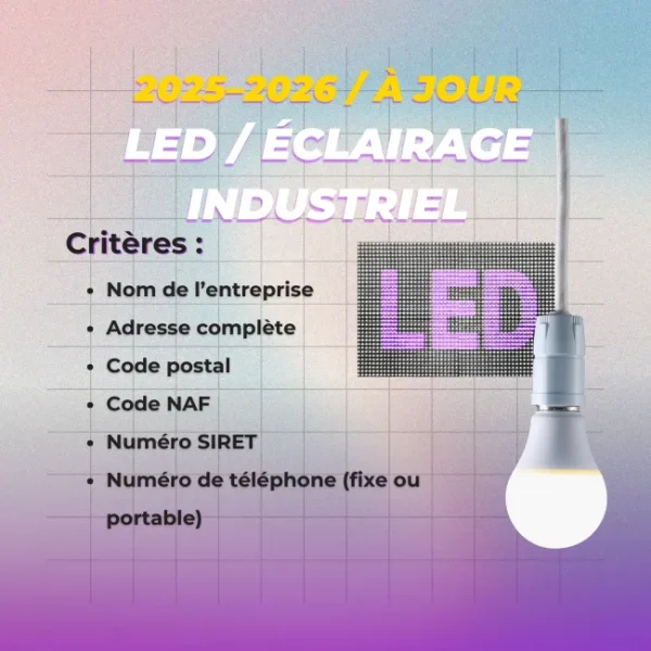 Base de données B2B LED 2025–2026 – Usines & industriels (annuaire)