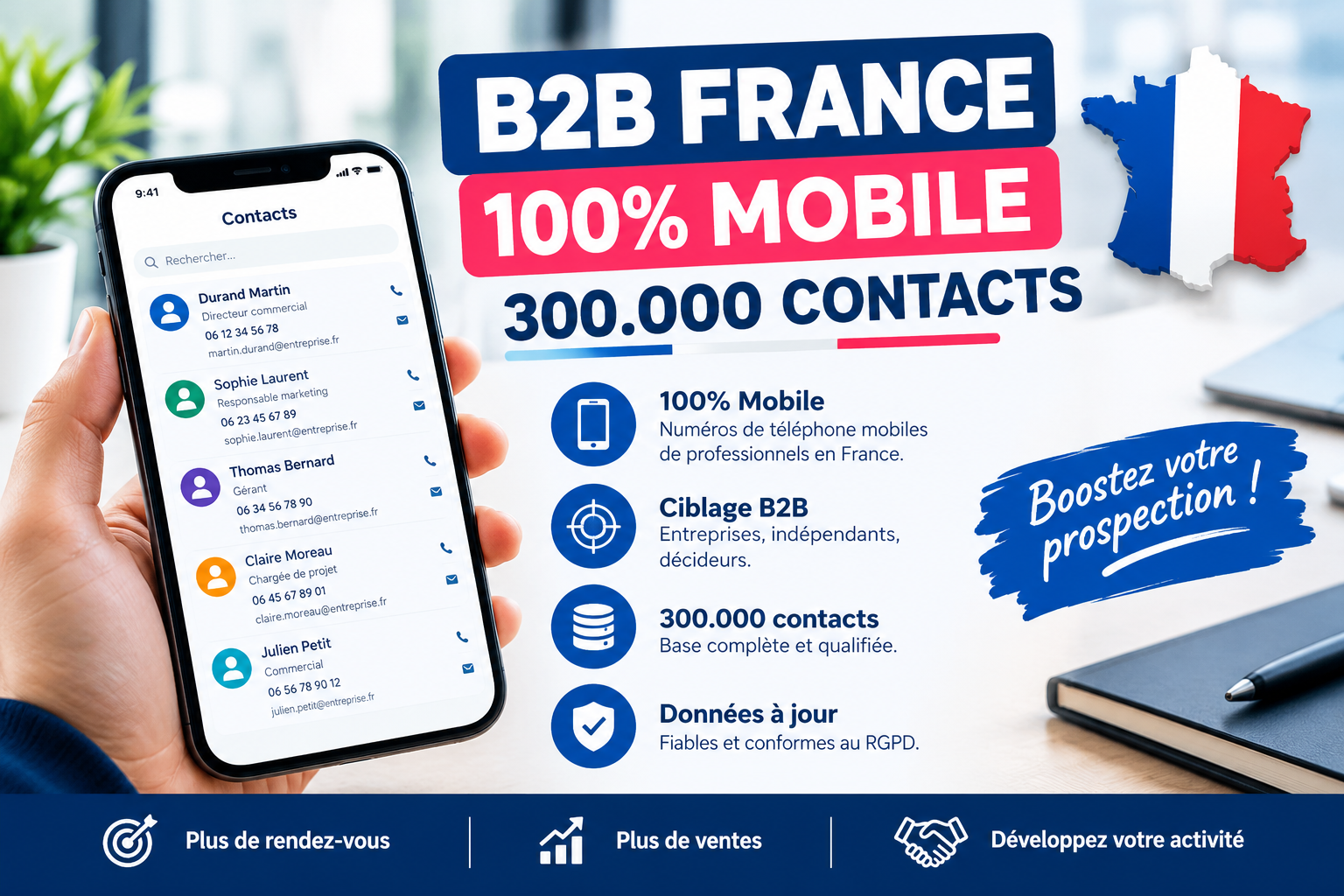 Prospection B2B France sur mobile